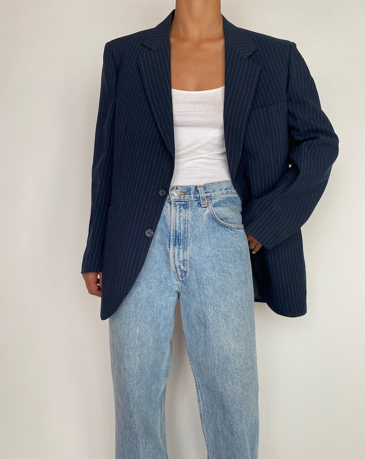 VINTAGE PINSTRIPED SINGLE BREASTED BLAZER 2968