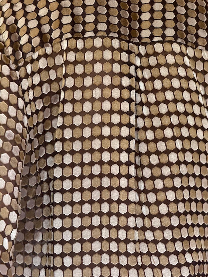 Vintage polka-dot like long-sleeve blouse earthy tones 6321