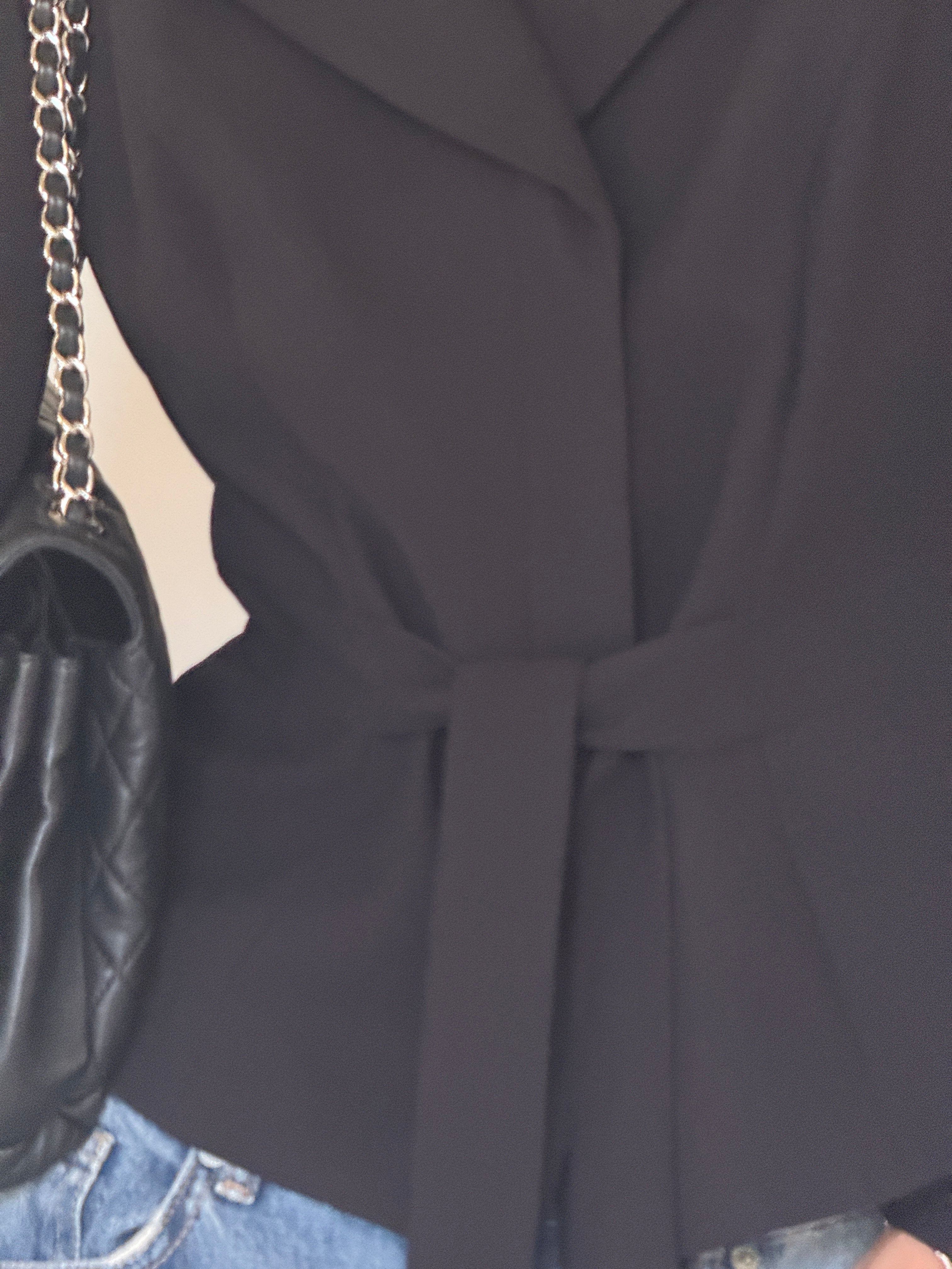 Vintage black blazer self-tie belt detail