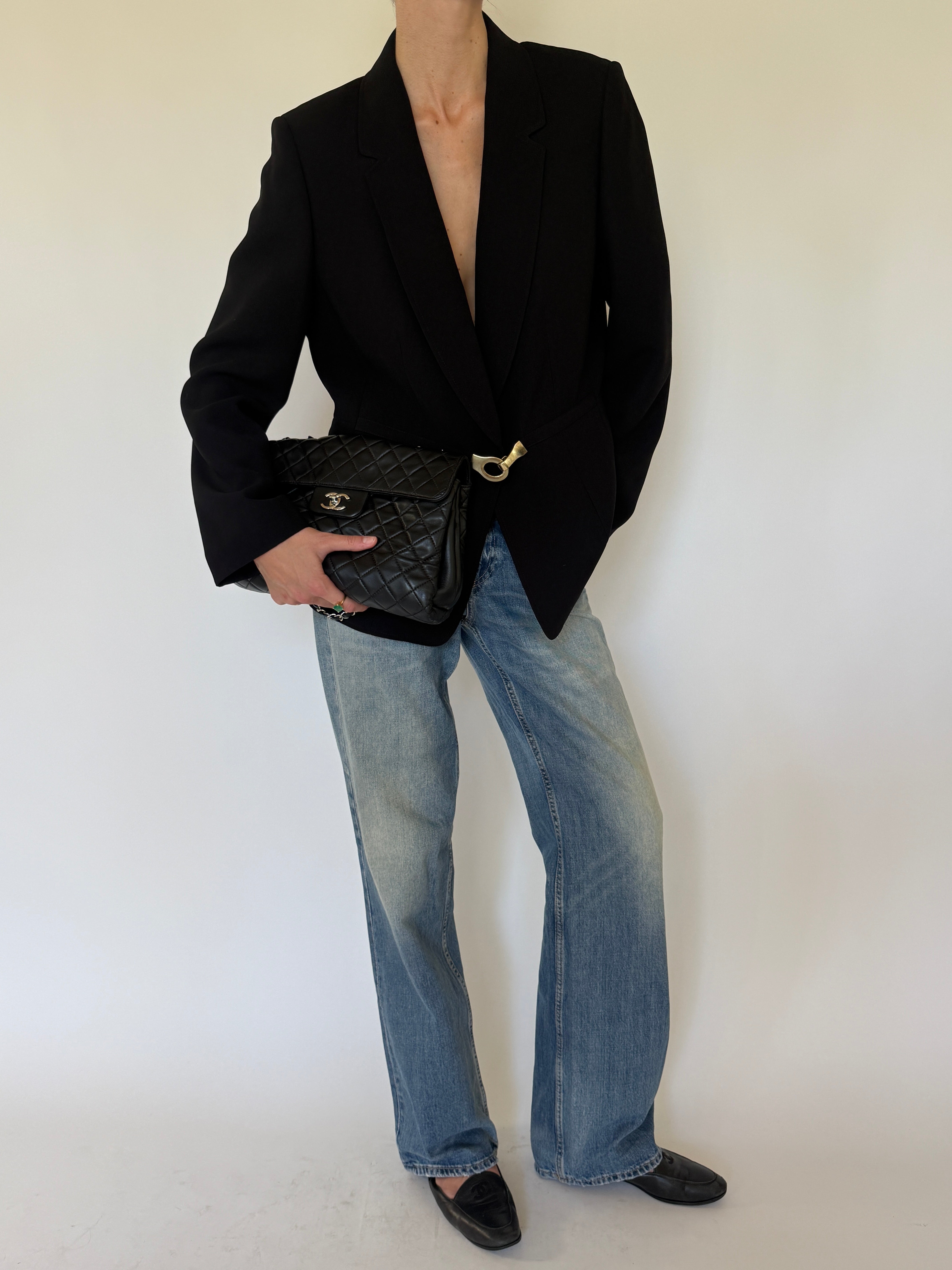Vintage black Western-inspired blazer full-length view