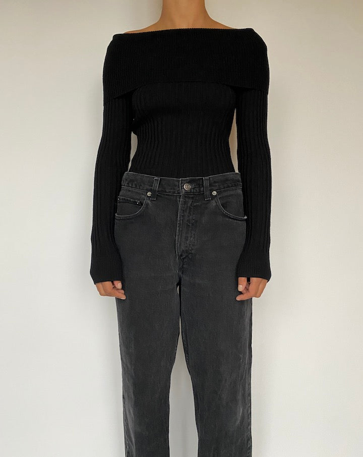 VINTAGE BLACK OVER THE SHOULDER KNIT 1614 3