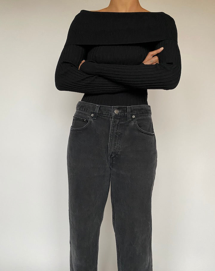 VINTAGE BLACK OVER THE SHOULDER KNIT 1614 4