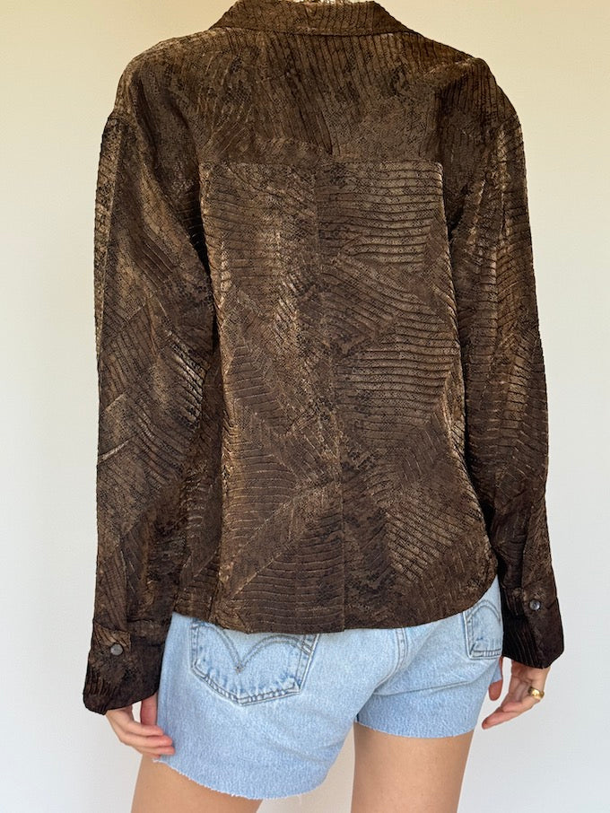 Vintage Snake-Textured blouse brown 6452