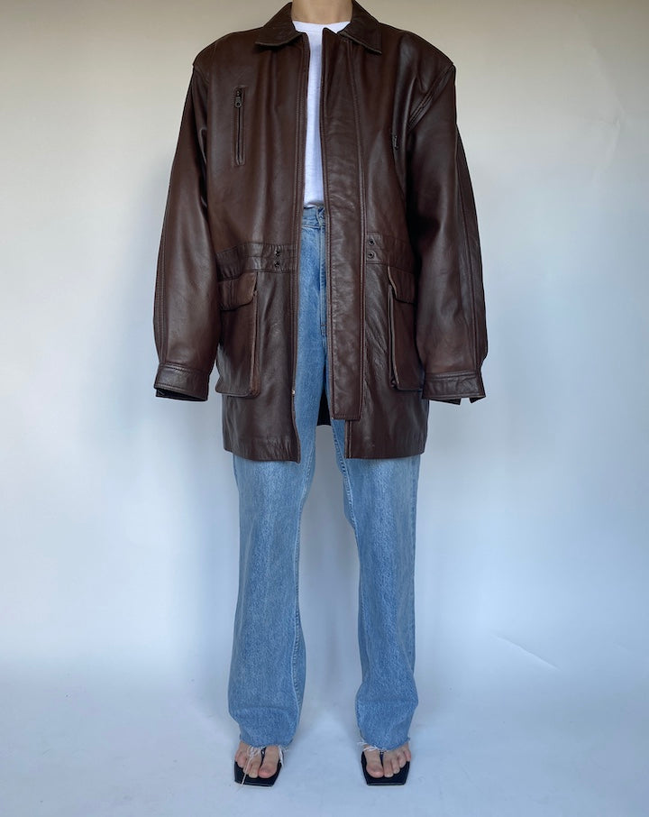 VINTAGE BROWN LEATHER JACKET 3112