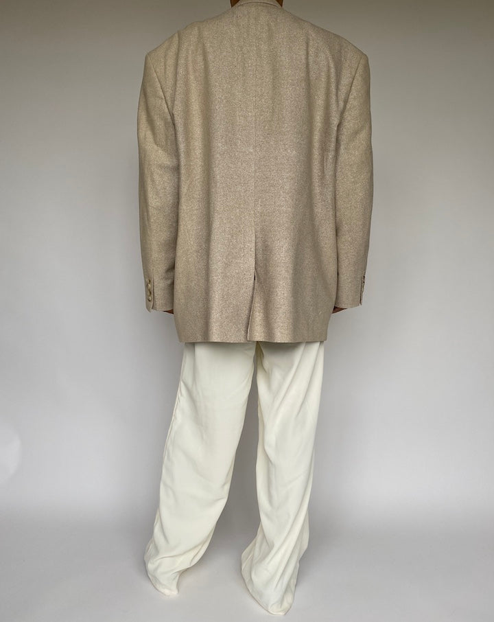 VINTAGE OVERSIZED BEIGE SILK BLAZER 1052