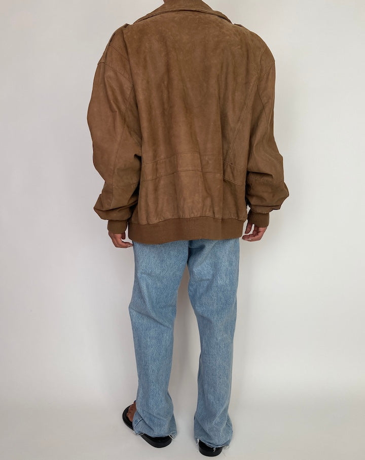 VINTAGE OVERSIZED BOXY BROWN LEATHER JACKET 2975