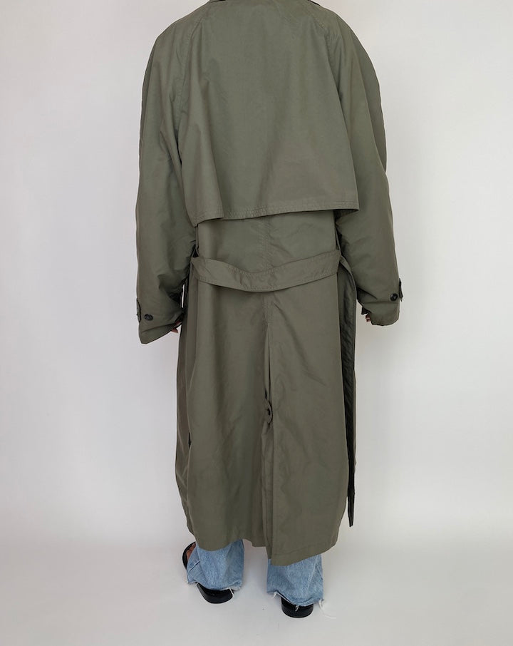 VINTAGE OVERSIZED GREEN TRENCH COAT 2977