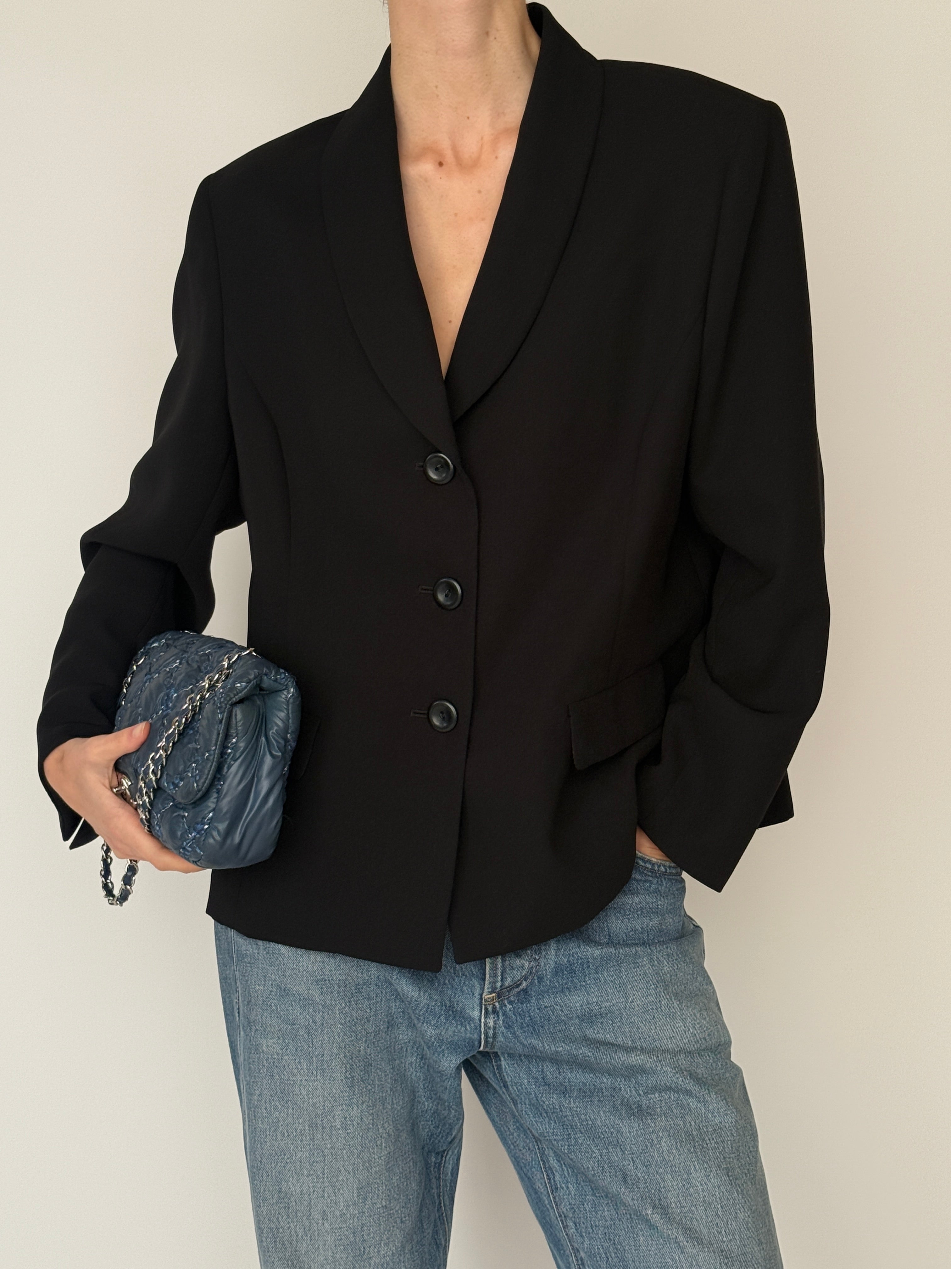 Vintage black tailored blazer front view