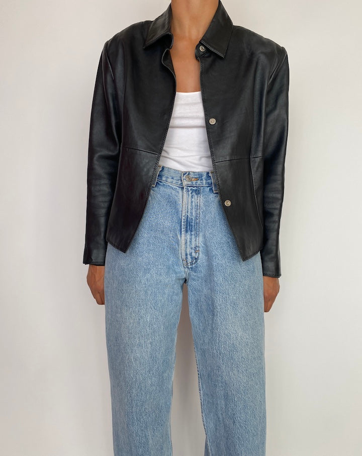 VINTAGE BLACK LEATHER JACKET 2978