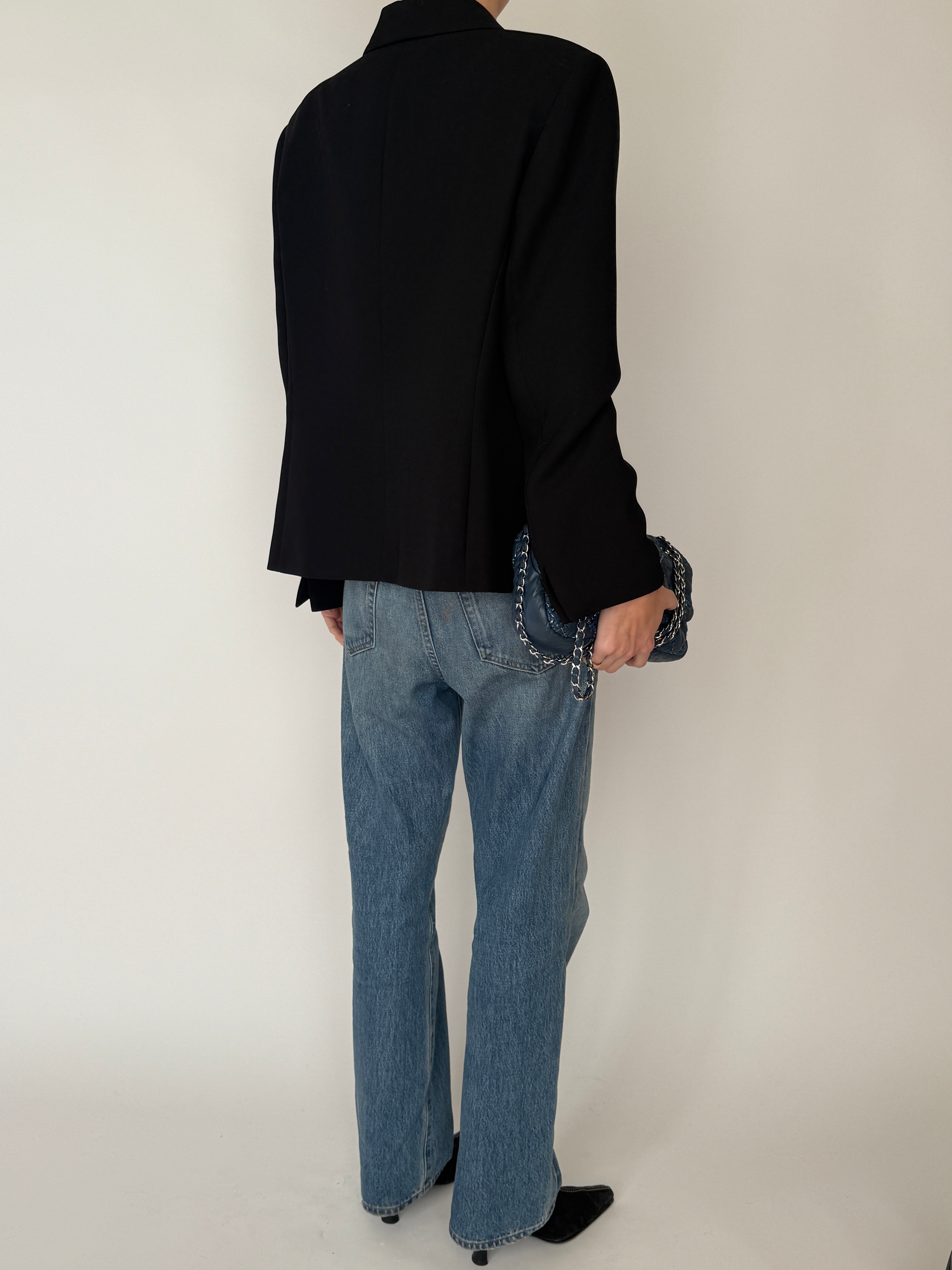 Vintage black tailored blazer back view
