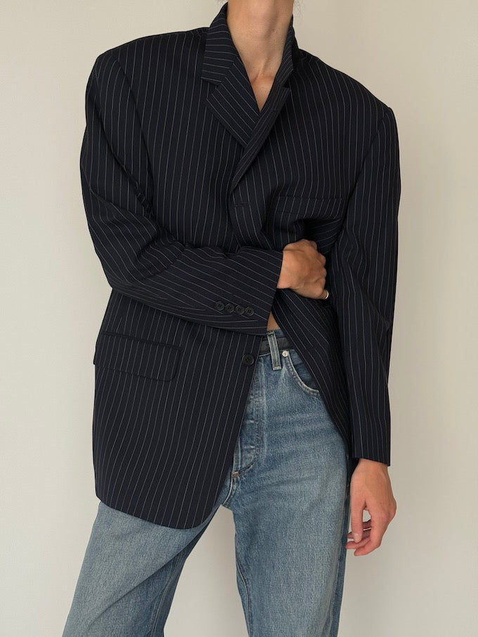 Vintage Pinstripe Blazer Navy 6639