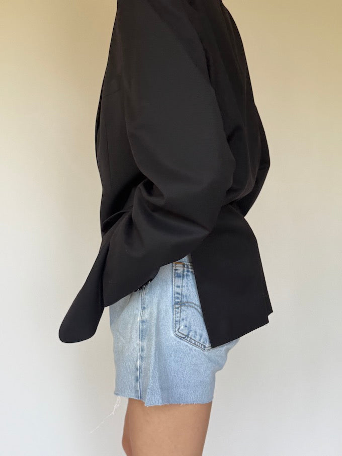 Vintage single-breasted wool blazer black 6327