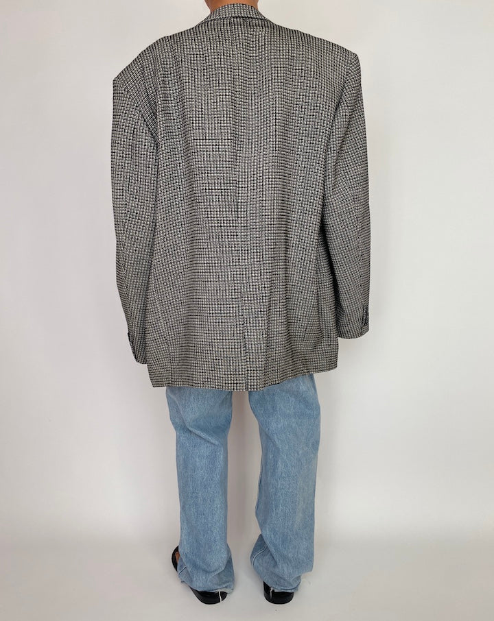 VINTAGE BLACK AND WHITE SINGLE BREASTED BLAZER 2982