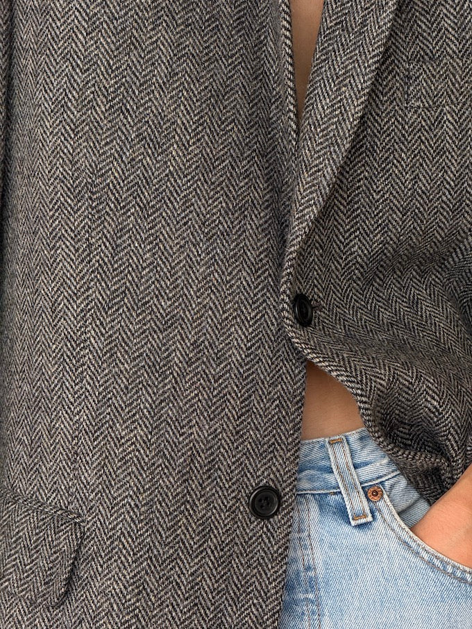Vintage Herringbone Pure Wool Blazer