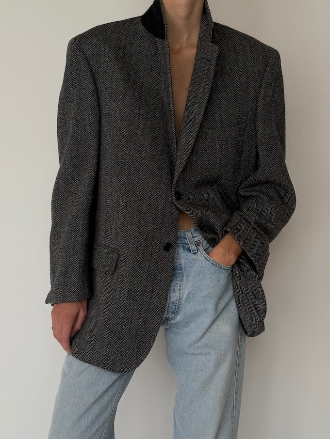 Vintage Herringbone Pure Wool Blazer