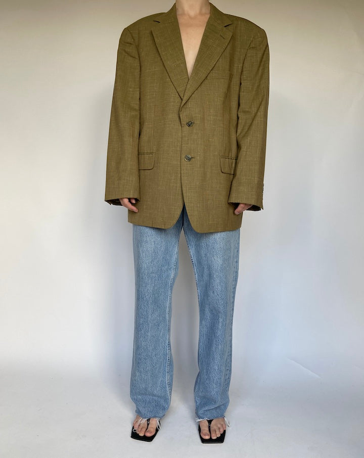 VINTAGE GREEN WOOL AND LINEN BLAZER 3107