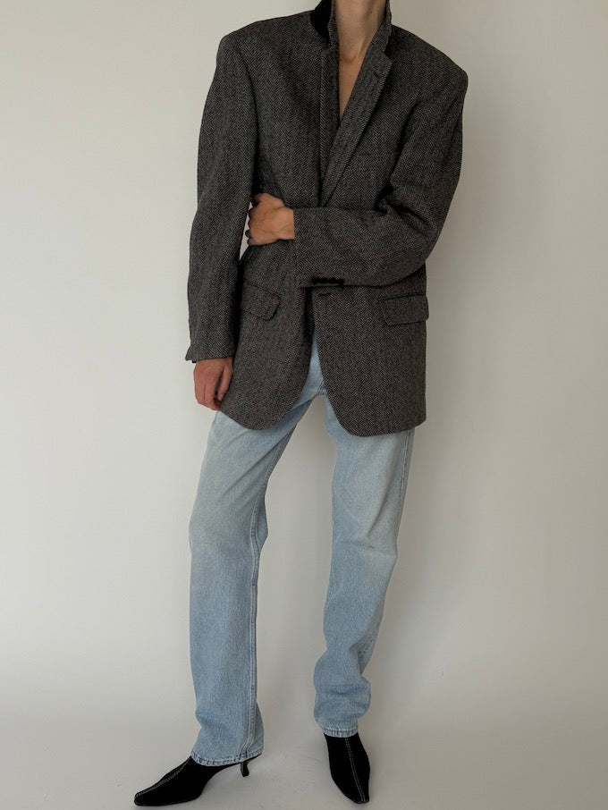 Vintage Herringbone Pure Wool Blazer