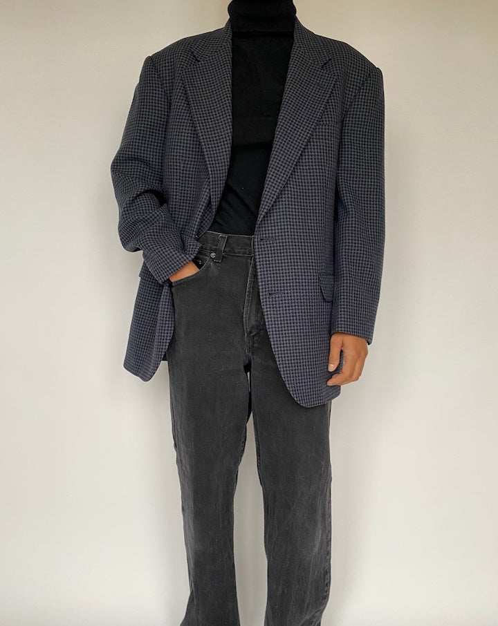 VINTAGE OVERSIZED CHECKED WOOL BLAZER 1631