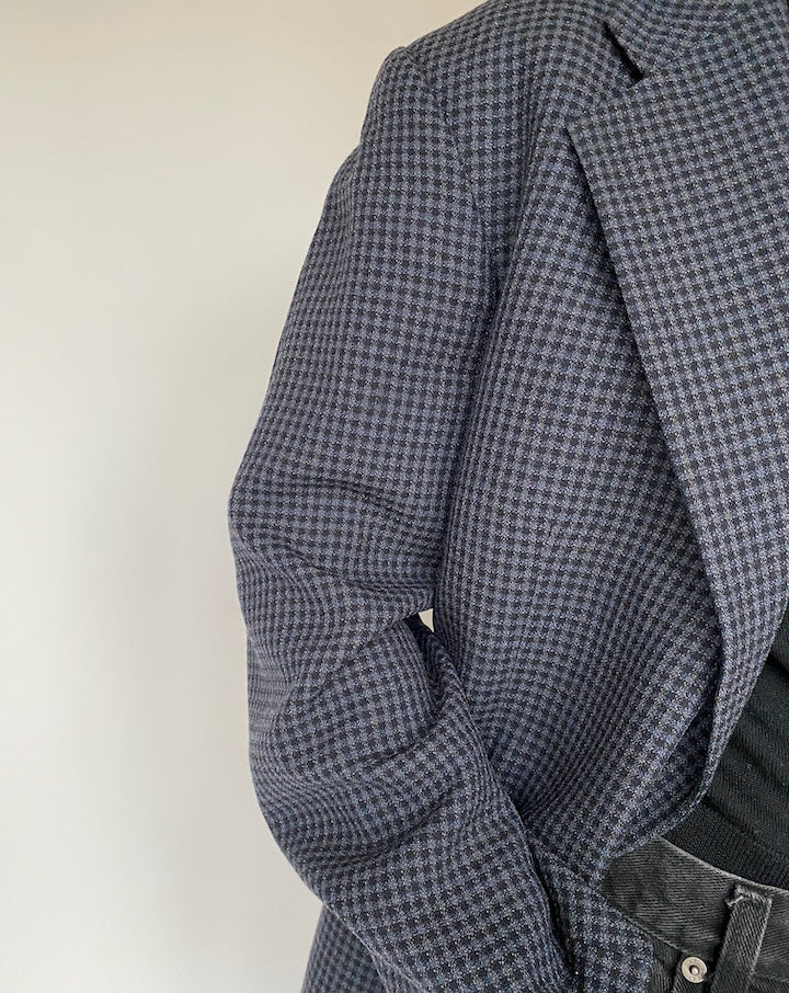 VINTAGE OVERSIZED CHECKED WOOL BLAZER 1631