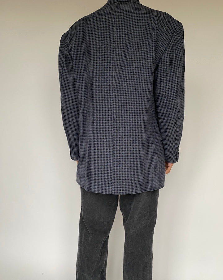 VINTAGE OVERSIZED CHECKED WOOL BLAZER 1631