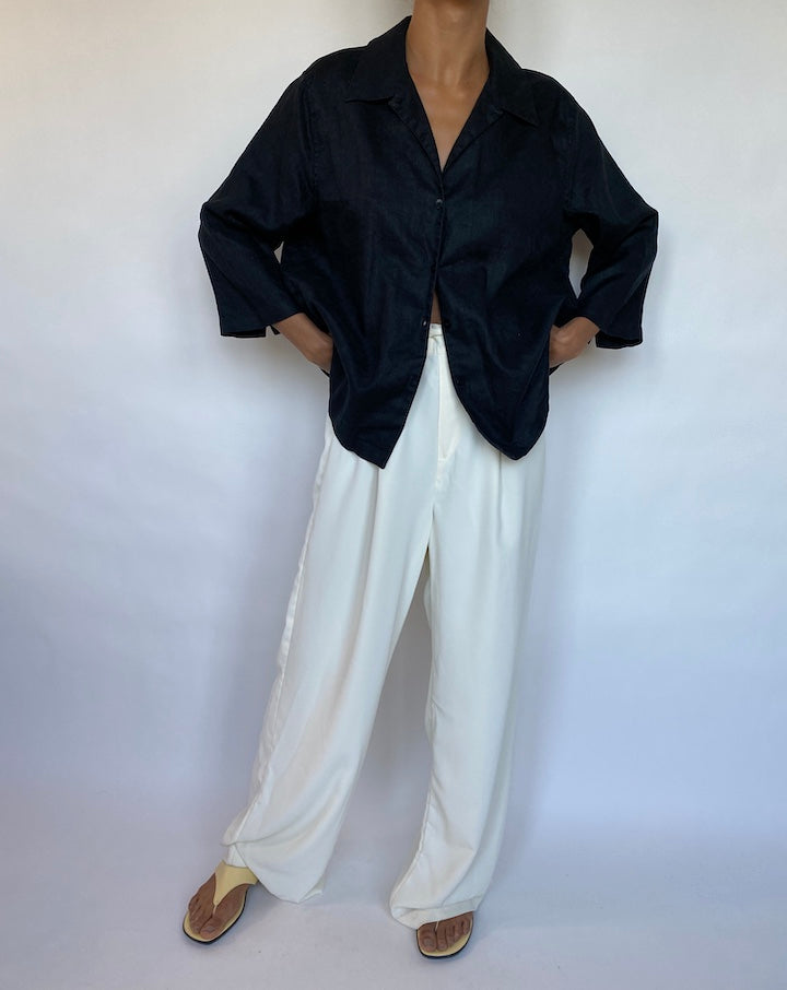 VINAGE BLACK LINEN SHIRT 684