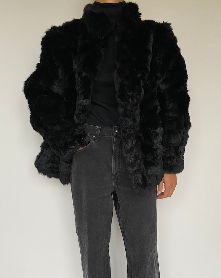 VINTAGE BLACK FUR JACKET 1303 2