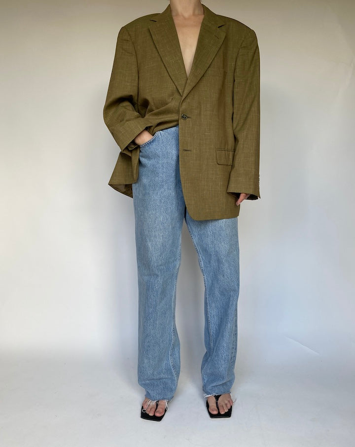 VINTAGE GREEN WOOL AND LINEN BLAZER 3107