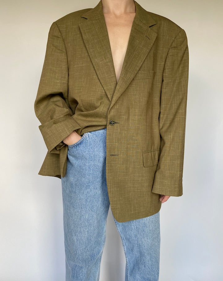 VINTAGE GREEN WOOL AND LINEN BLAZER 3107