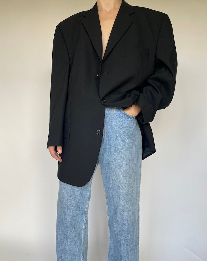 VINTAGE BLACK SINGLE BREASTED BLAZER 3095