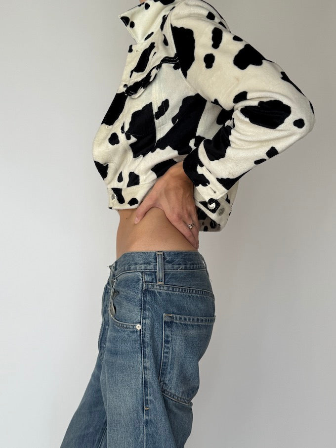 Vintage Cow-Print Faux Jacket 5875