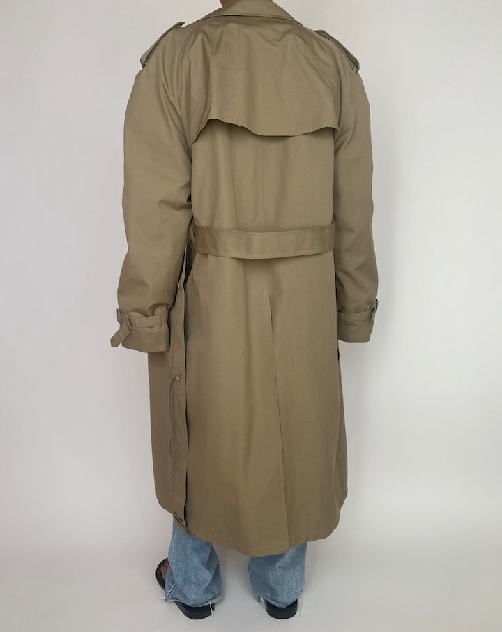 VINTAGE OVERSIZED LONG BEIGE TRENCH COAT 2988