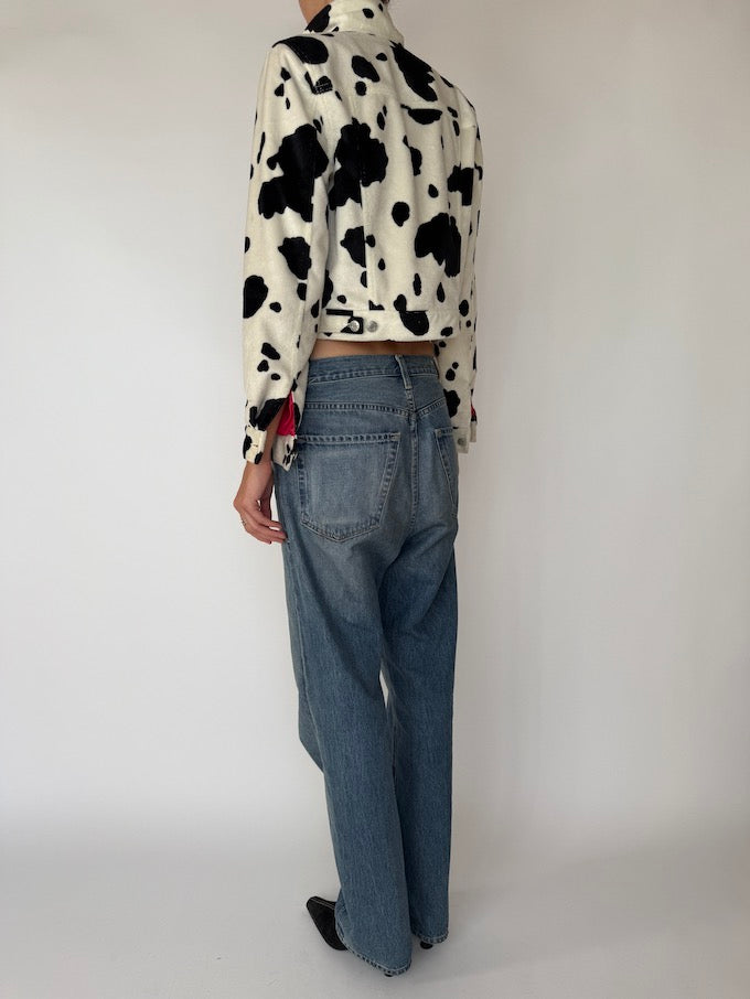 Vintage Cow-Print Faux Jacket 5875