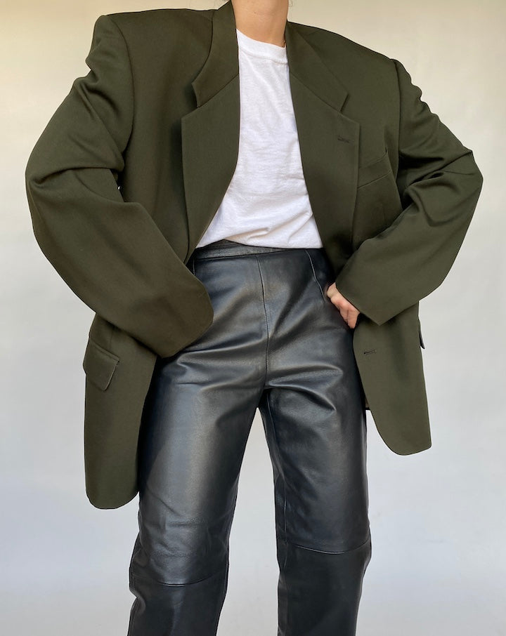 VINTAGE OVERSIZED DARK GREEN BLAZER 415