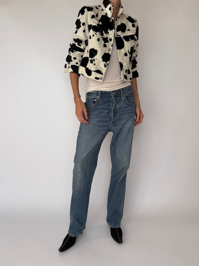 Vintage Cow-Print Faux Jacket 5875
