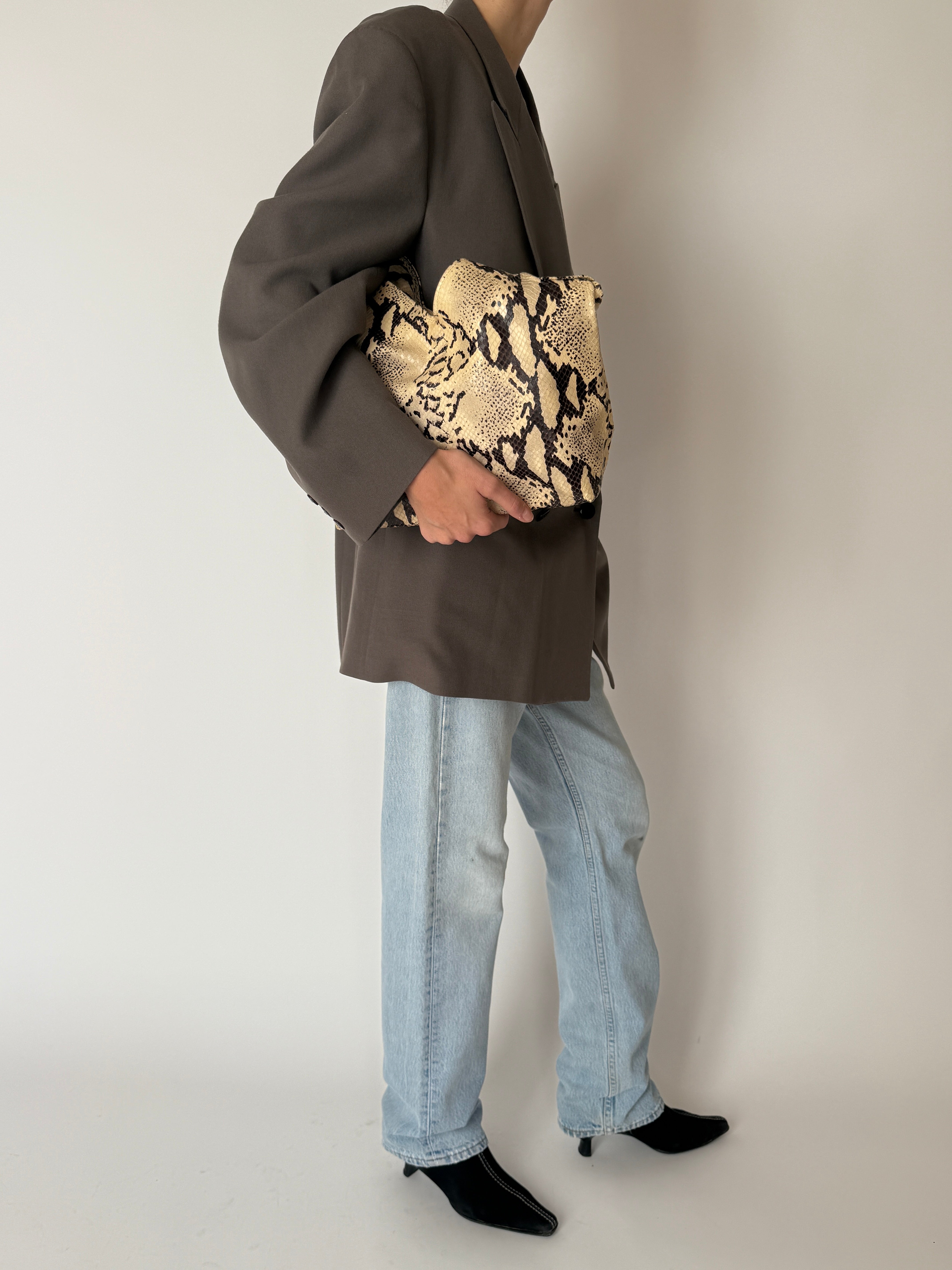 Vintage Oversized Double-Breasted Blazer Taupe 6644