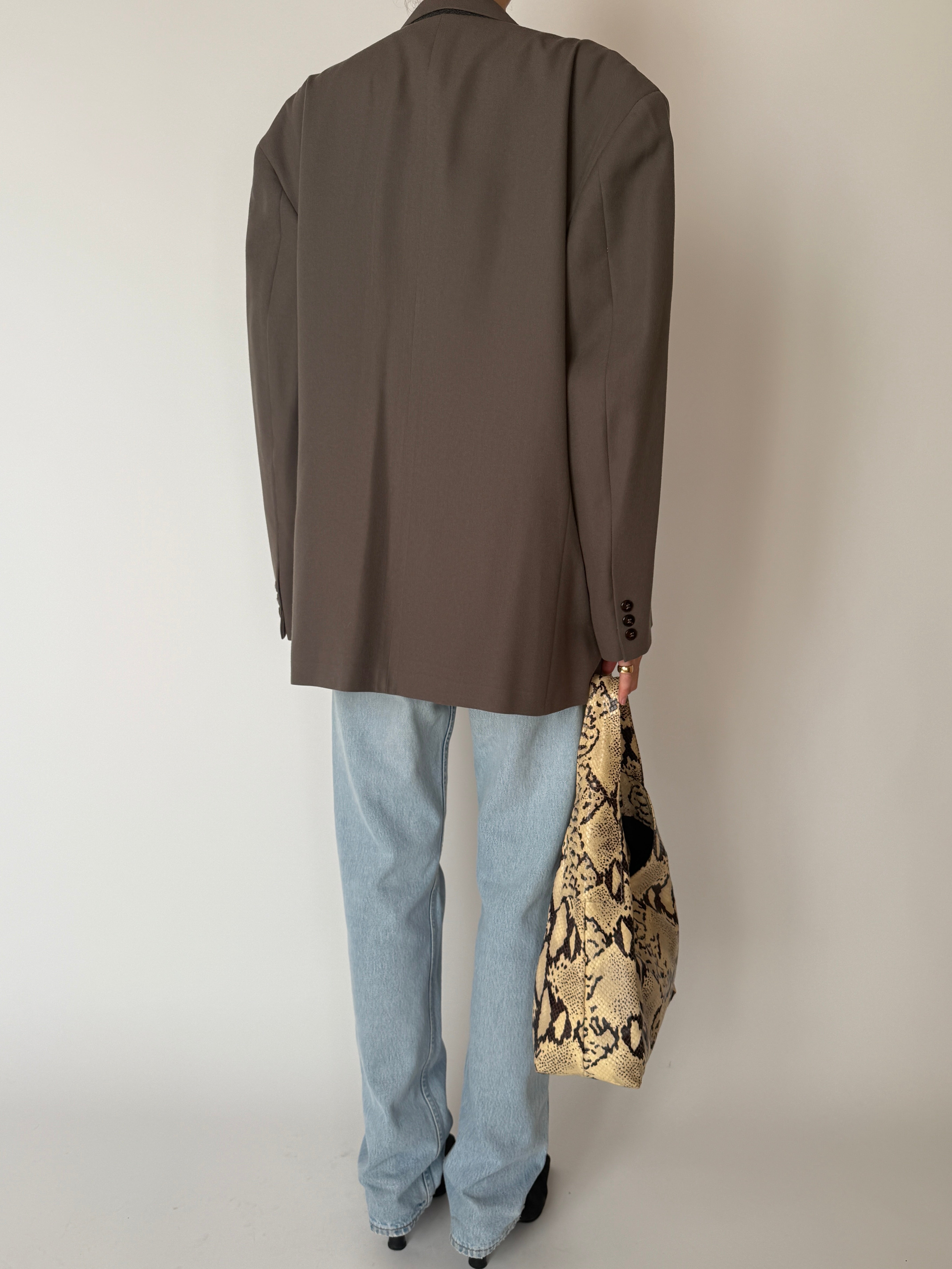 Vintage Oversized Double-Breasted Blazer Taupe 6644