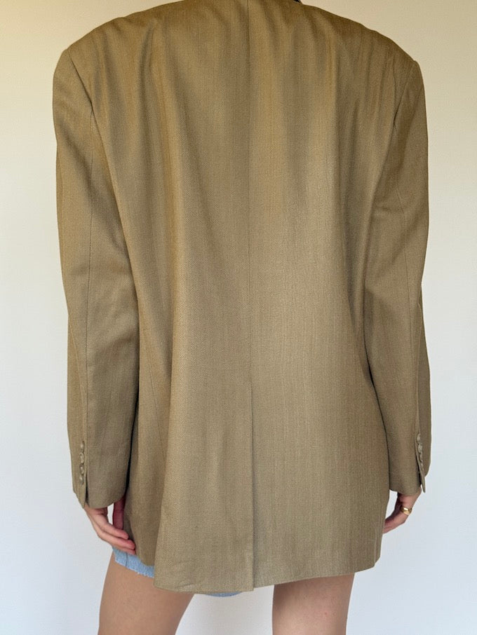 Vintage single-breasted silk blazer beige 6335