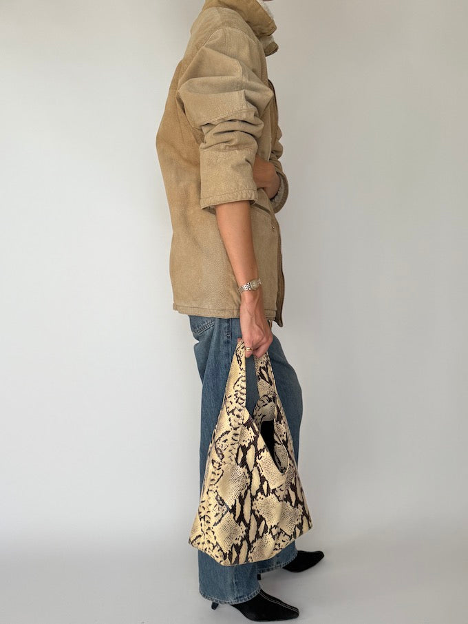 Vintage Beige Suede Leather Jacket 4496