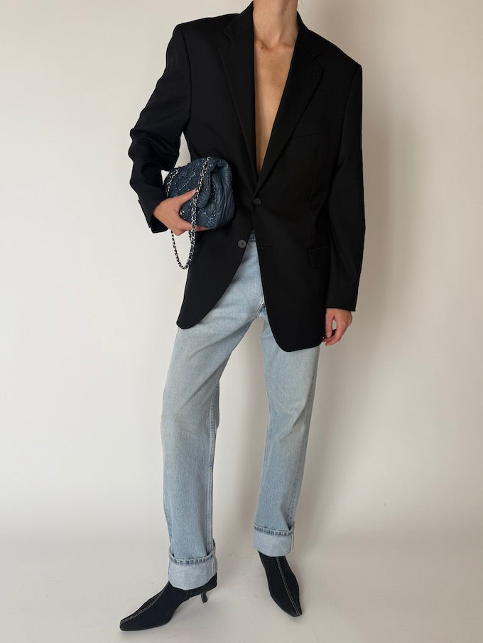 Vintage Classic Black Wool Blazer 6647