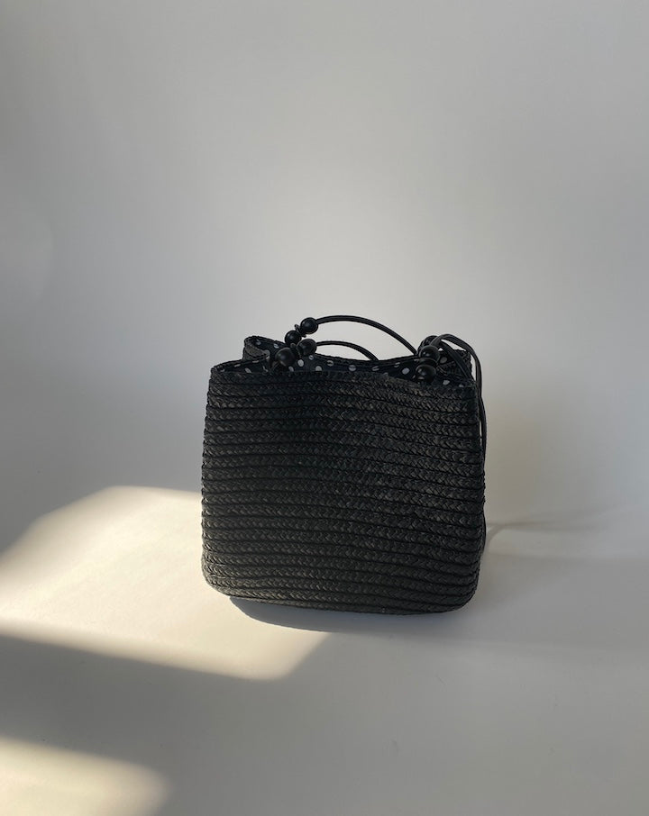 VINTAGE BLACK BASKET PURSE