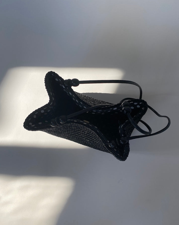 VINTAGE BLACK BASKET PURSE