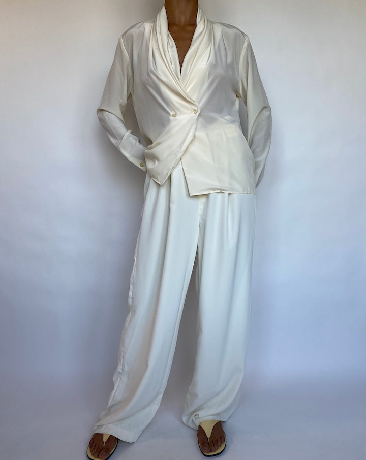 VINTAGE CREAM DRAPED BLOUSE 303