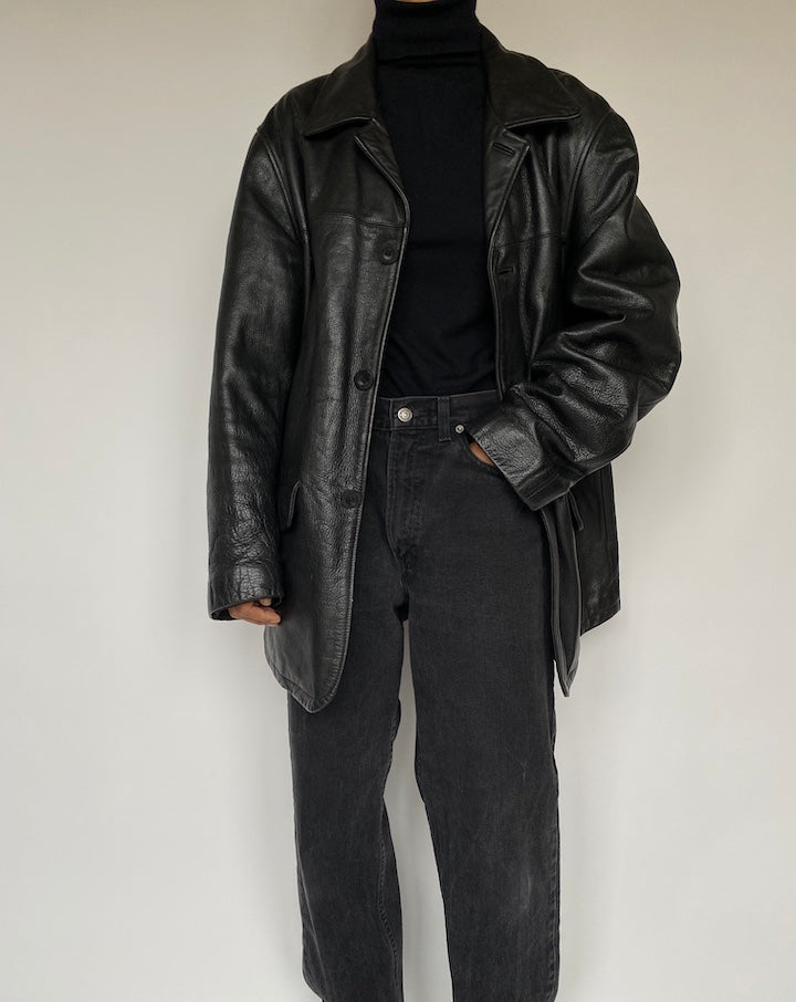 VINTAGE BLACK LEATHER JACKET 1642