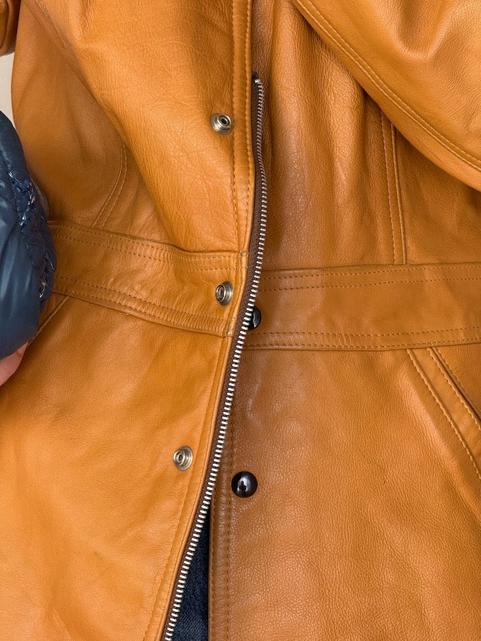 Vintage Beige Leather Jacket 5077