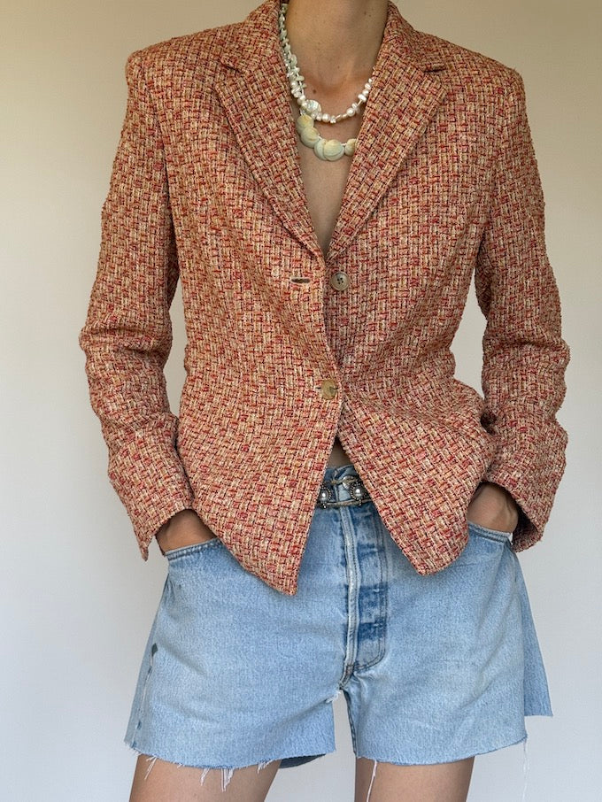 Vintage Tweed Blazer Red & Cream 6338
