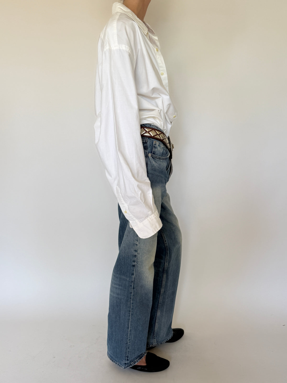 Vintage Ralph Lauren white oversized shirt side view