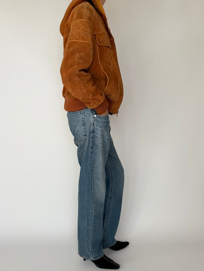 Vintage Boxy Suede Leather Jacket 4287