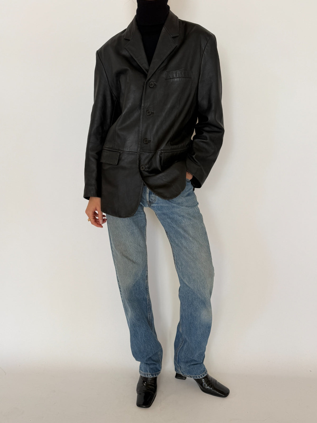 Vintage black leather blazer