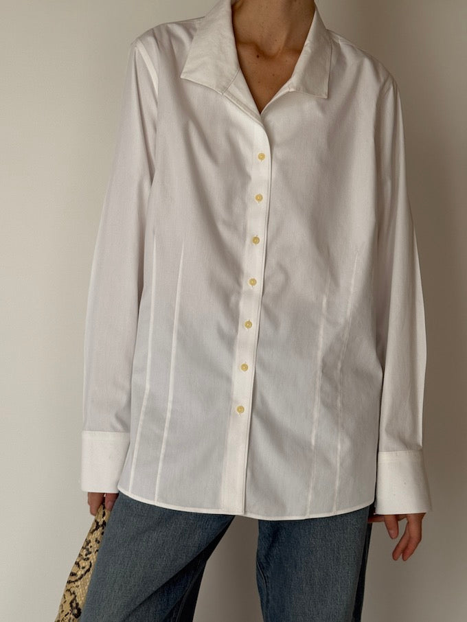 Vintage 100% Cotton Button-Up Shirt White 6652