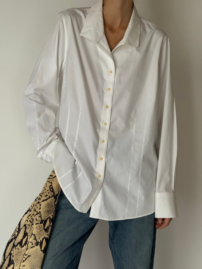 Vintage 100% Cotton Button-Up Shirt White 6652